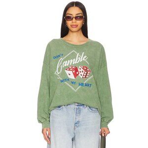 DAYDREAMER Don’t Gamble With My Heart Long Sleeve Shirt Stone Green Acid Size OS